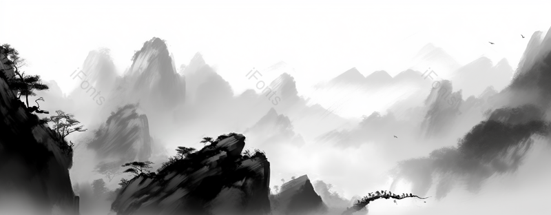 树木郁郁葱葱水墨中国画背景壁纸抽象水墨山水风景画,插画/手绘图,插画/手绘图库,插画/手绘图下载,插画/手绘